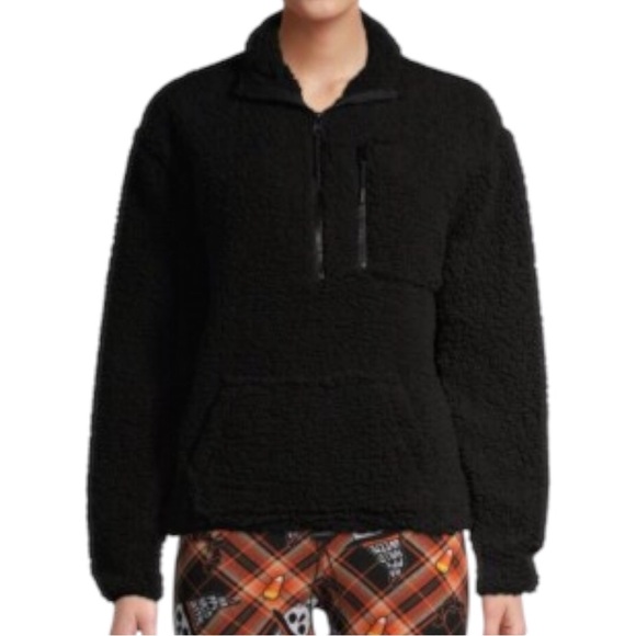 No Boundaries Sweaters - ▪️No Boundaries Juniors Half-Zip Faux Super Soft Black Sherpa Pullover XXL▪️